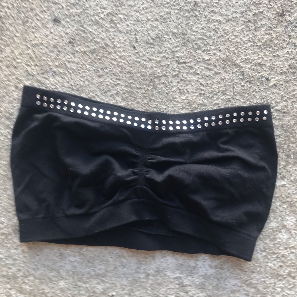 Black Rhinestoned Tube Top Size s-xs